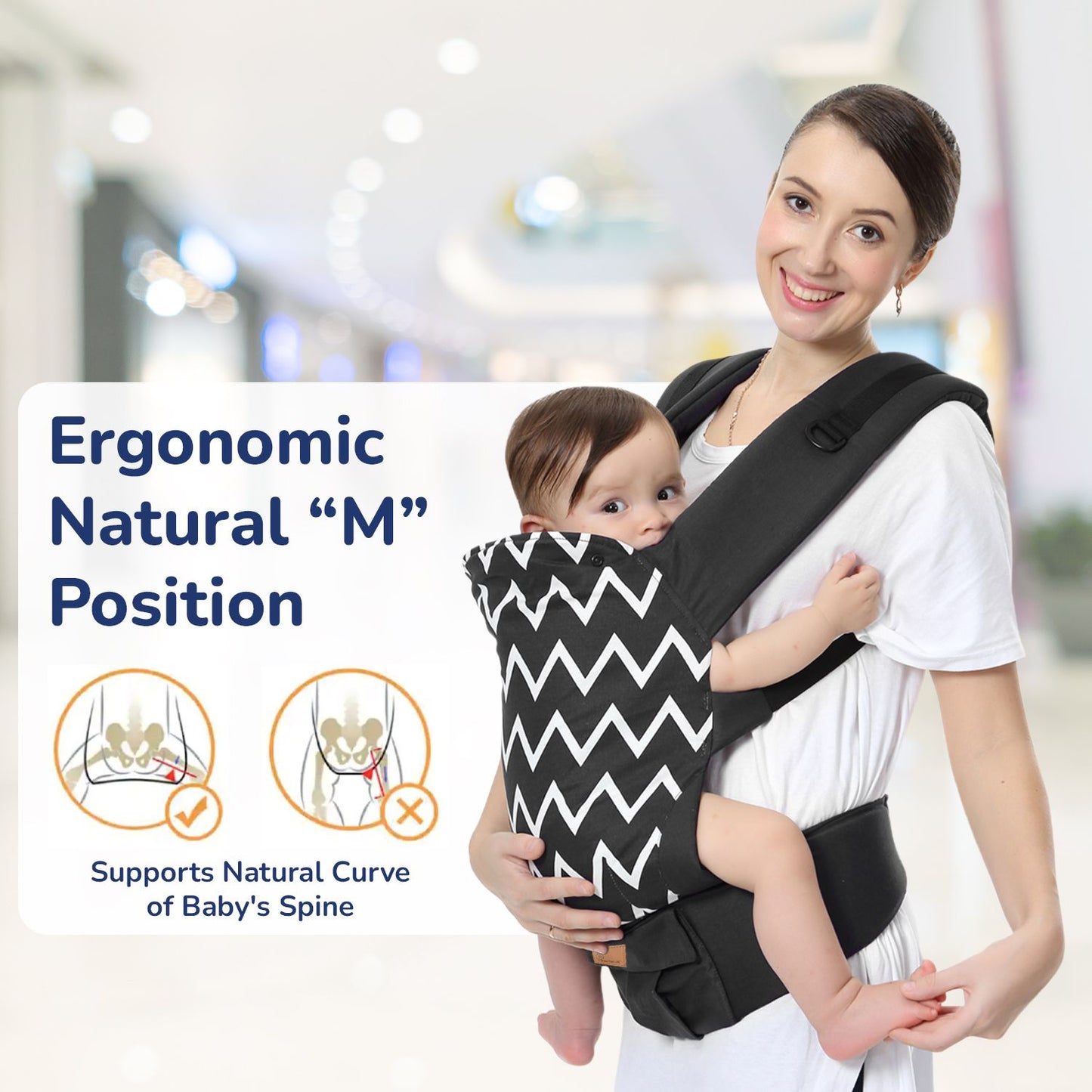 R for Rabbit Hug Me Ergo 2-In-1 Baby Carrier With Ergonomic Support Black