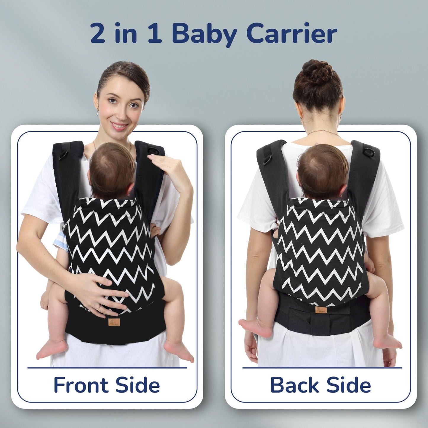 R for Rabbit Hug Me Ergo 2-In-1 Baby Carrier With Ergonomic Support Black