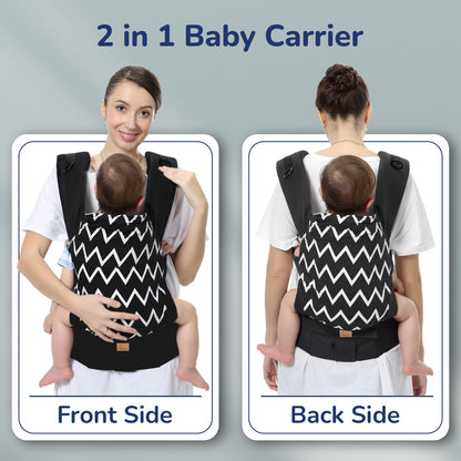 R for Rabbit Hug Me Ergo 2-In-1 Baby Carrier With Ergonomic Support Black