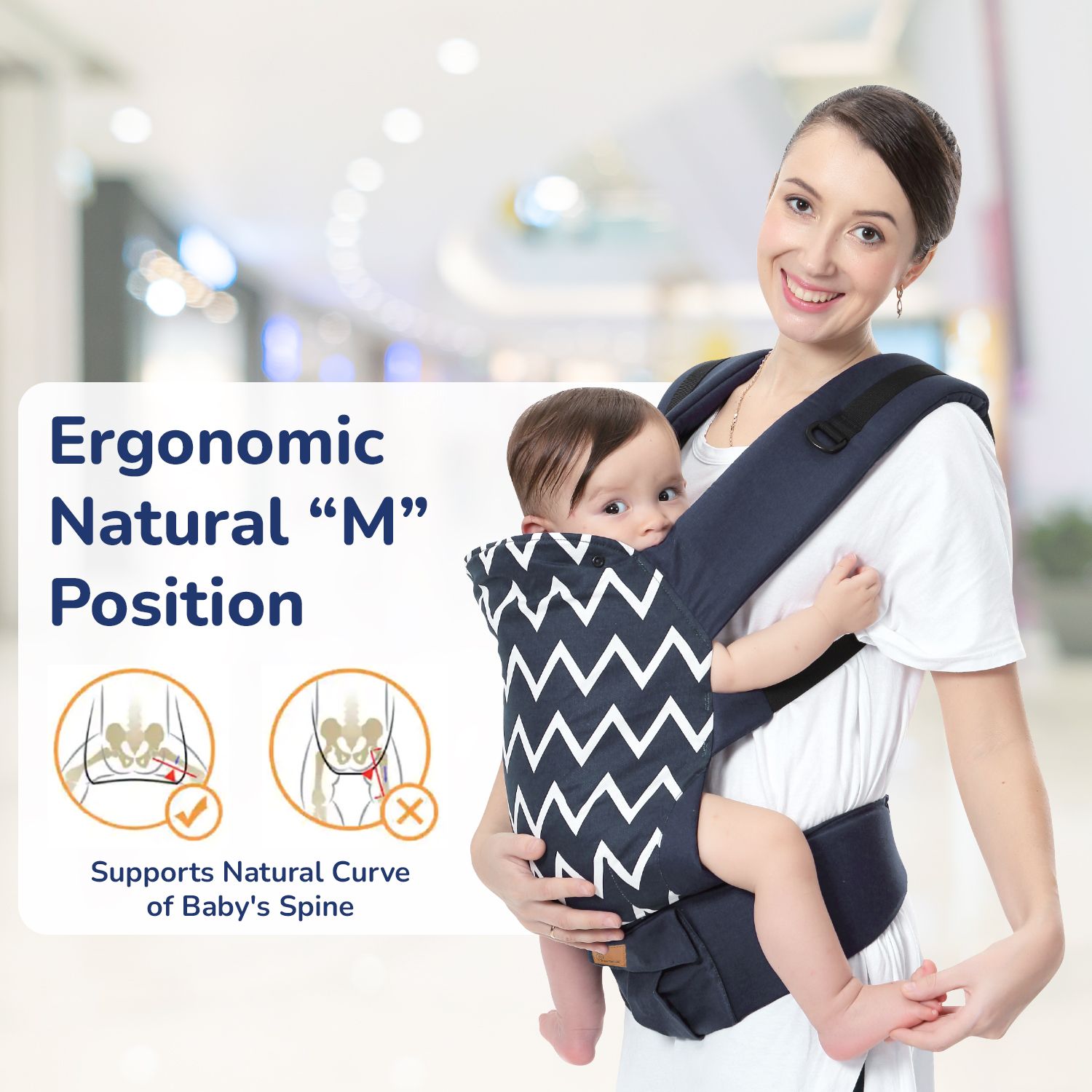 R for Rabbit Hug Me Ergo 2-In-1 Baby Carrier With Ergonomic Support Blue