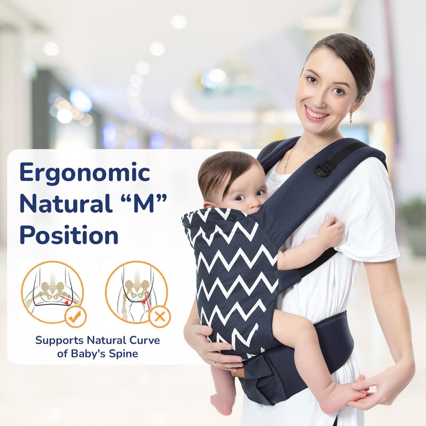 R for Rabbit Hug Me Ergo 2-In-1 Baby Carrier With Ergonomic Support Blue