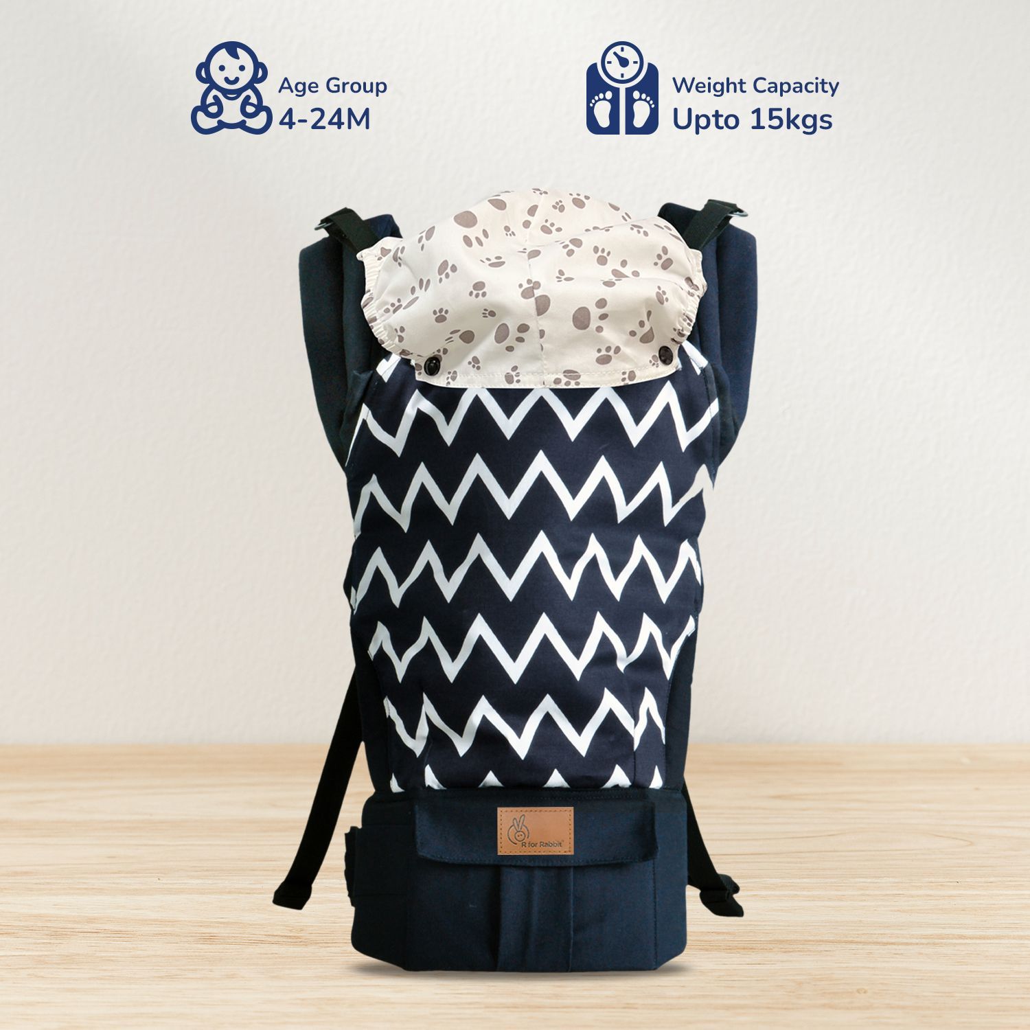R for Rabbit Hug Me Ergo 2-In-1 Baby Carrier With Ergonomic Support Blue