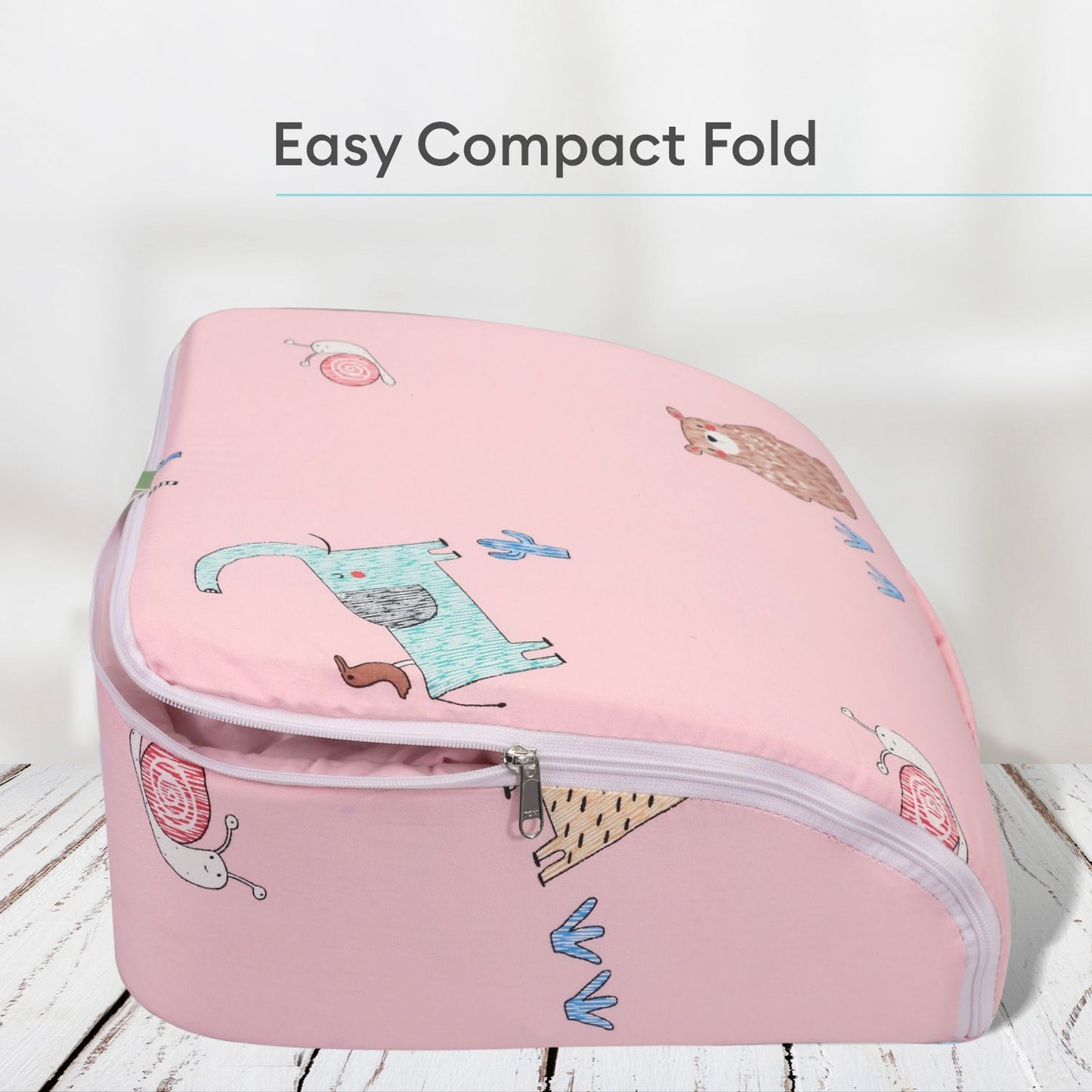 R for Rabbit Baby Nest Lite Bed - Easy Compact Fold, Zip Clouser, Carry Like Bag, Travel Friendly Blush Pink