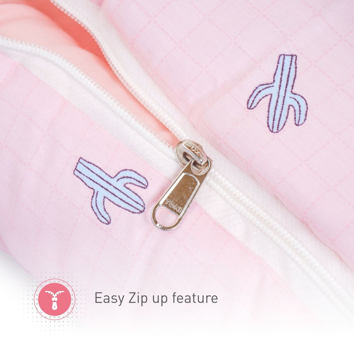 R for Rabbit Snuggy Baby Bed - Easy To Carry, Convertible, High Quality Zip, 100% Natural Cotton Blush Pink