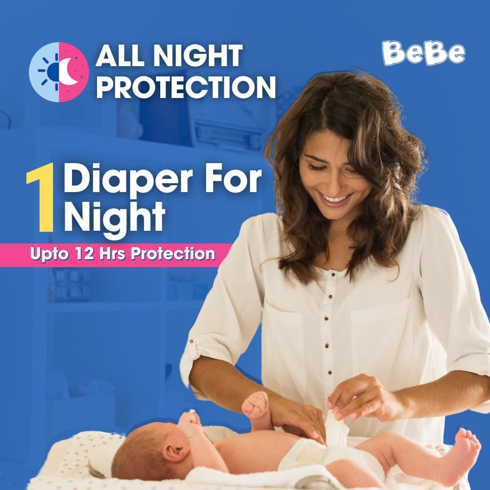BeBe Baby Diaper Large, 9-14 Kg Triple Leakage Protection & Extra Comfort,(62 Piece)