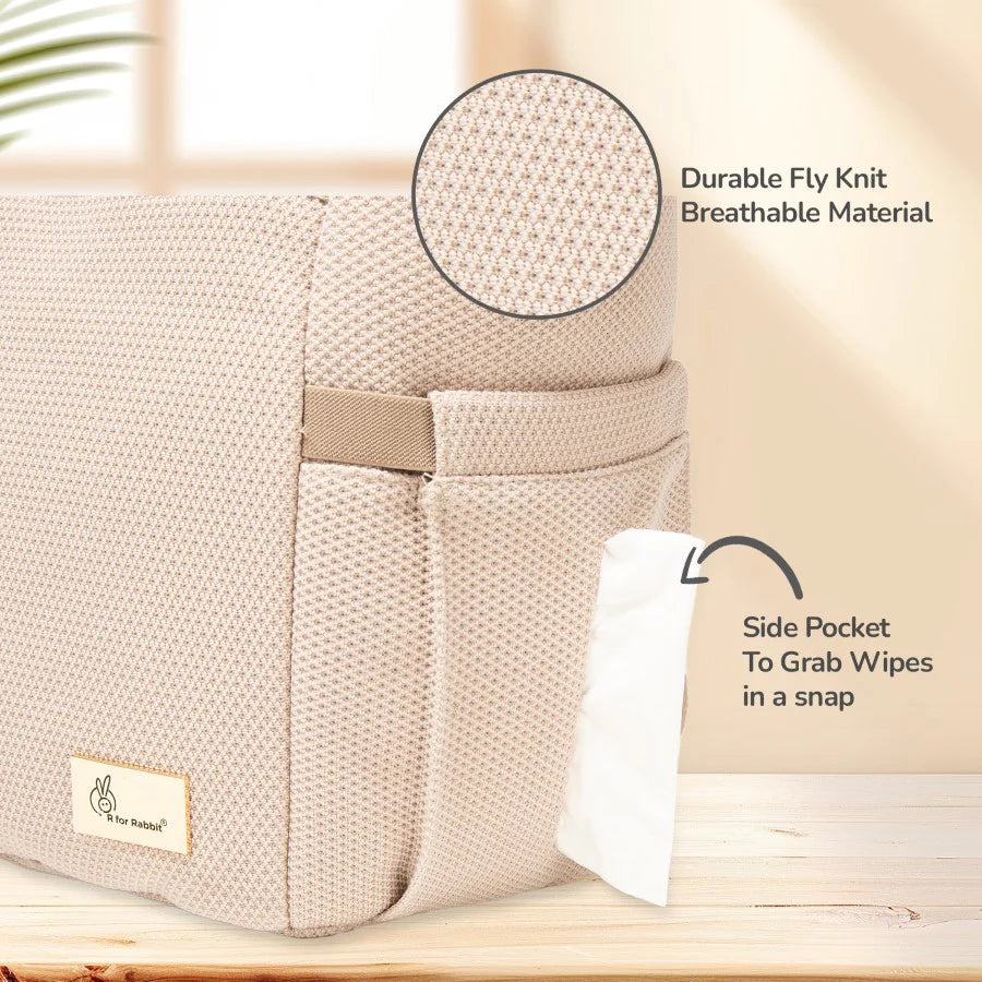 R For Rabbit Caramello Tote Multi Purpose Diaper Bag With Spacious Storage, Beige