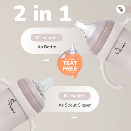 R For Rabbit Steebo Fusion Spout Cup Stainless Steel Bottle For Kids, Leak Proof, Beige