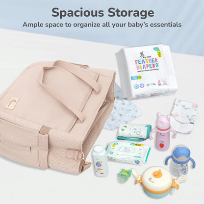 R For Rabbit Caramello Tote Multi Purpose Diaper Bag With Spacious Storage, Beige