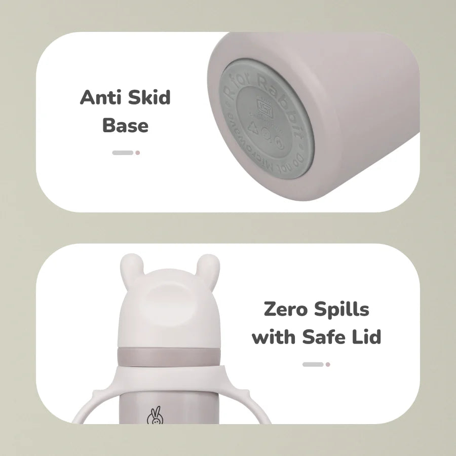 R For Rabbit Steebo Fusion Spout Cup Stainless Steel Bottle For Kids, Leak Proof, Beige