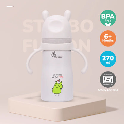 R For Rabbit Steebo Fusion Spout Cup Stainless Steel Bottle For Kids, Leak Proof, Beige-Pear