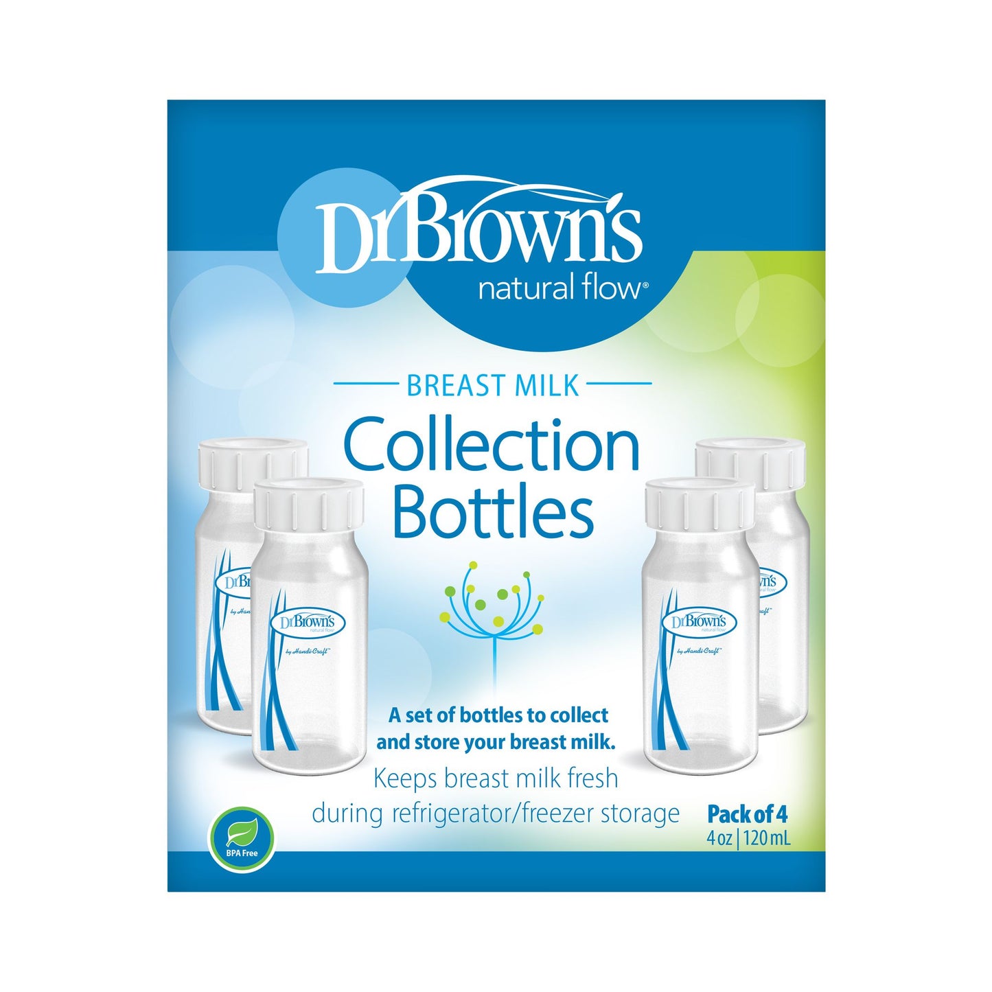 Dr. Brown's Narrow Neck Breastmilk Collection Bottles,4-Pack
