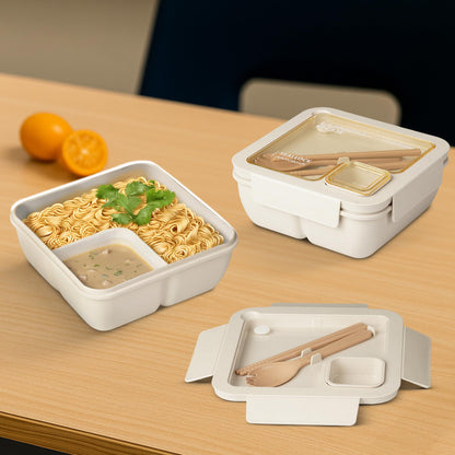 BAYBEE Ching Kids Lunch Box with 2 in 1 Spoon & Chopsticks | 2 Compartment Leak Proof Tiffin Box for School, College & Office | BPA Free, Microwave & Dishwasher Safe Lunch Box Boys & Girls, 1100ml