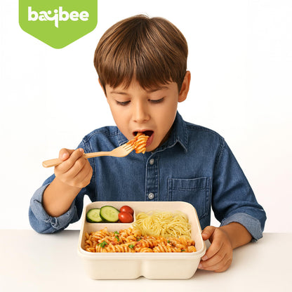 BAYBEE Ching Kids Lunch Box with 2 in 1 Spoon & Chopsticks | 2 Compartment Leak Proof Tiffin Box for School, College & Office | BPA Free, Microwave & Dishwasher Safe Lunch Box Boys & Girls, 1100ml