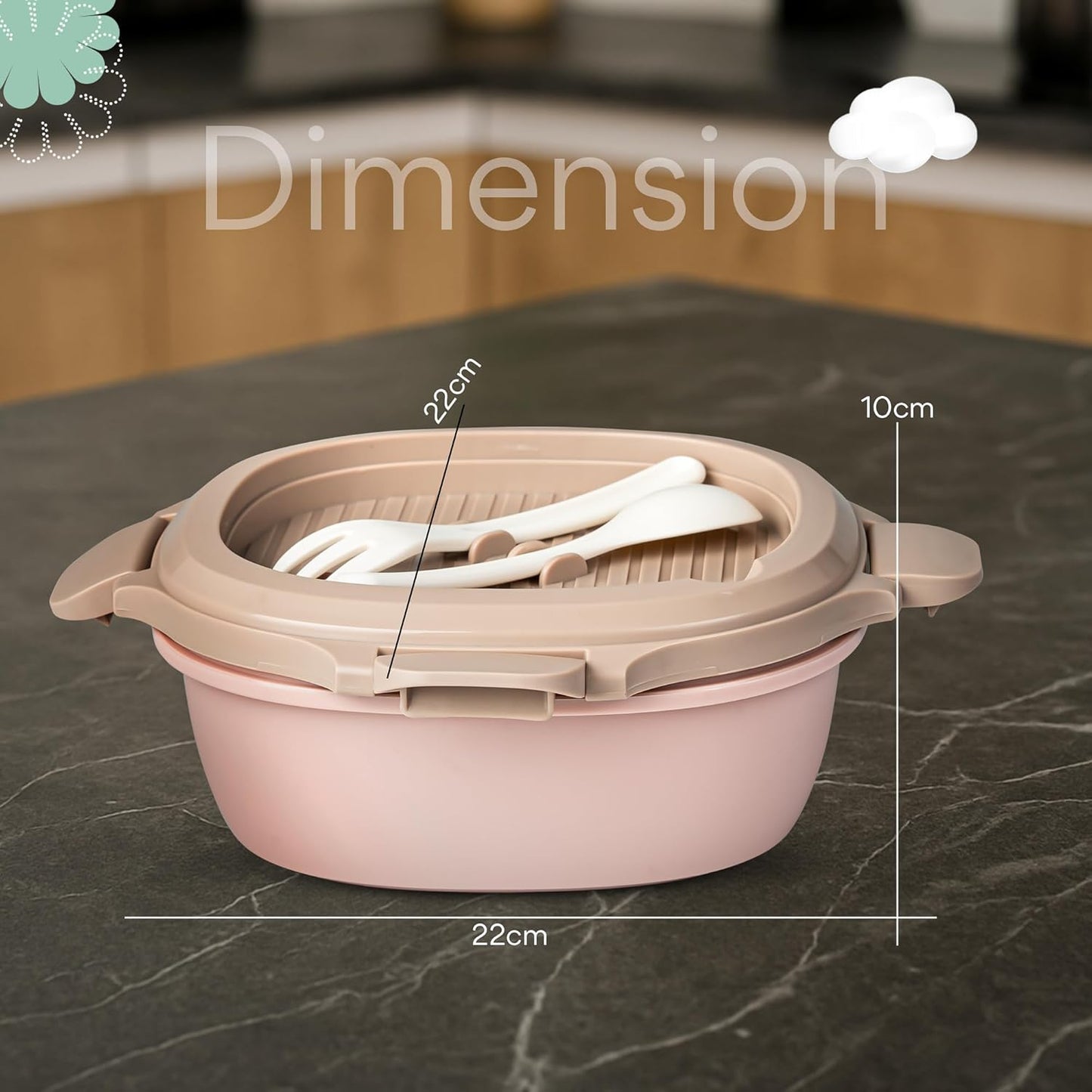 BAYBEE Lunch Box for Kids 3 Compartment with Spoon & Fork | BPA Free Food Grade Leak Proof Tiffin Box for School, Office, College | Hot Microwave & Dishwasher Safe Lunchbox Kids, Adults 1100ml (Pink)
