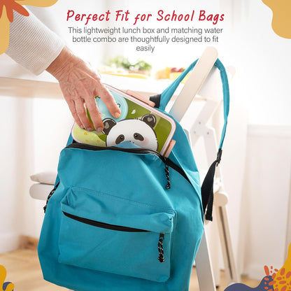 BAYBEE Astrobit Kids Lunch Box 600ml with Spoon | Cute Panda Design Leak-Proof Tiffin Box with 2 Compartments & Sauce Container | BPA-Free Durable Lunchbox for School, Travel, Snacks & Meals (Pink)