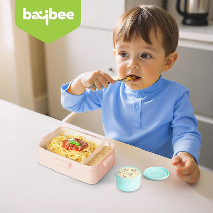 Baybee Astrobit Kids Lunch Box 600ml With Spoon | Cute Unicorn Design Leak-Proof Tiffin Box with 2 Compartments & Sauce Container | BPA-Free Durable Lunchbox for School, Travel,Snacks & Meals (Purple)