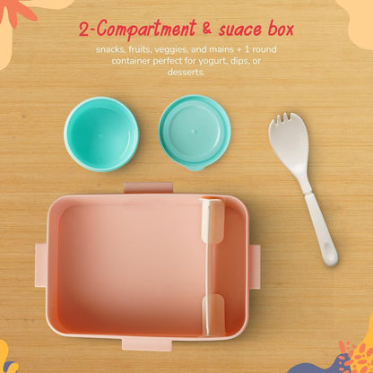 Baybee Astrobit Kids Lunch Box 600ml With Spoon | Cute Unicorn Design Leak-Proof Tiffin Box with 2 Compartments & Sauce Container | BPA-Free Durable Lunchbox for School, Travel,Snacks & Meals (Purple)
