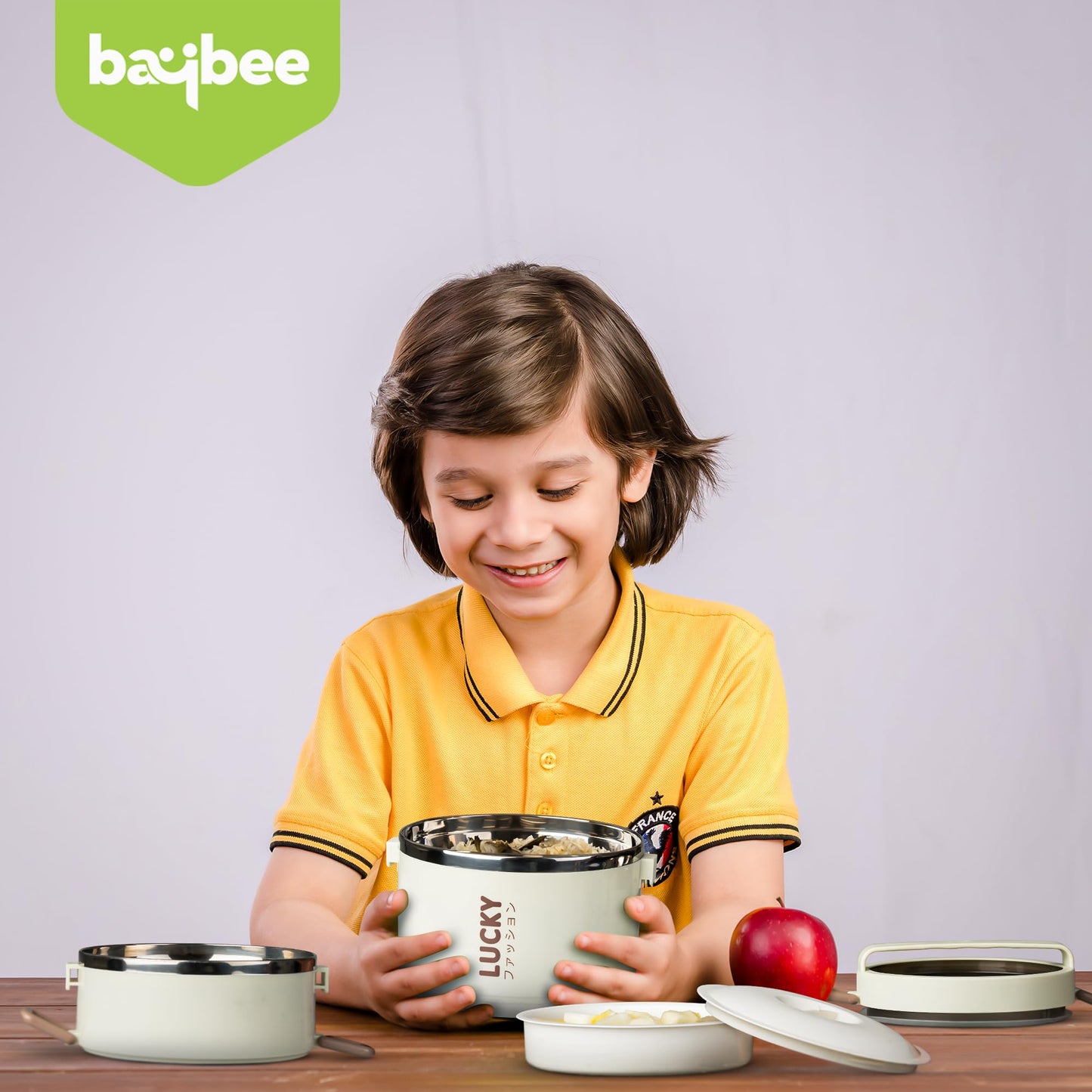 BAYBEE Lucky Lunch Box for Kids & Adults | Stainless Steel Lunch Box for Kids, Men & Women | Leak Proof Tiffin Box for School,College & Office | Hot Microwave Safe Food Container with 3 Boxes, 1700ml