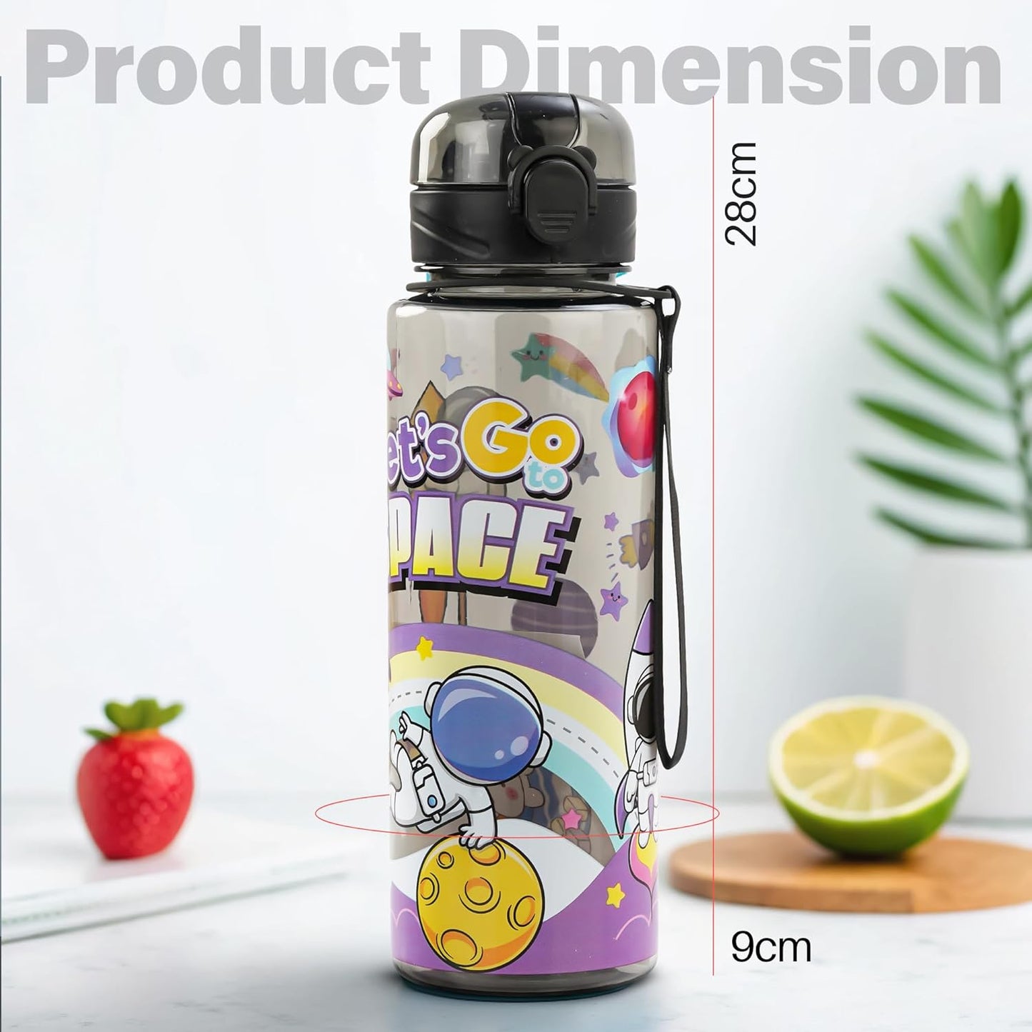 BAYBEE Space 700ml Sipper Bottle for Kids, Anti-Spill Sippy Water Bottle- BPA Free |Sippy Cup, Baby Bottle Sippers | Sipper Water Bottle for Kids Infants & Toddlers 6 Months to 9 Years (Black)