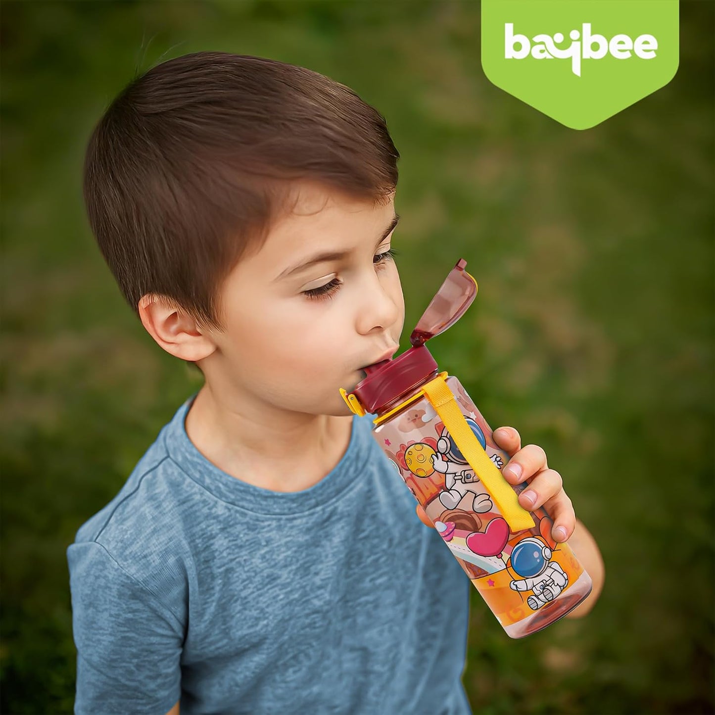 BAYBEE Space 700ml Sipper Bottle for Kids, Anti-Spill Sippy Water Bottle- BPA Free |Sippy Cup, Baby Bottle Sippers | Sipper Water Bottle for Kids Infants & Toddlers 6 Months to 9 Years (Orange)