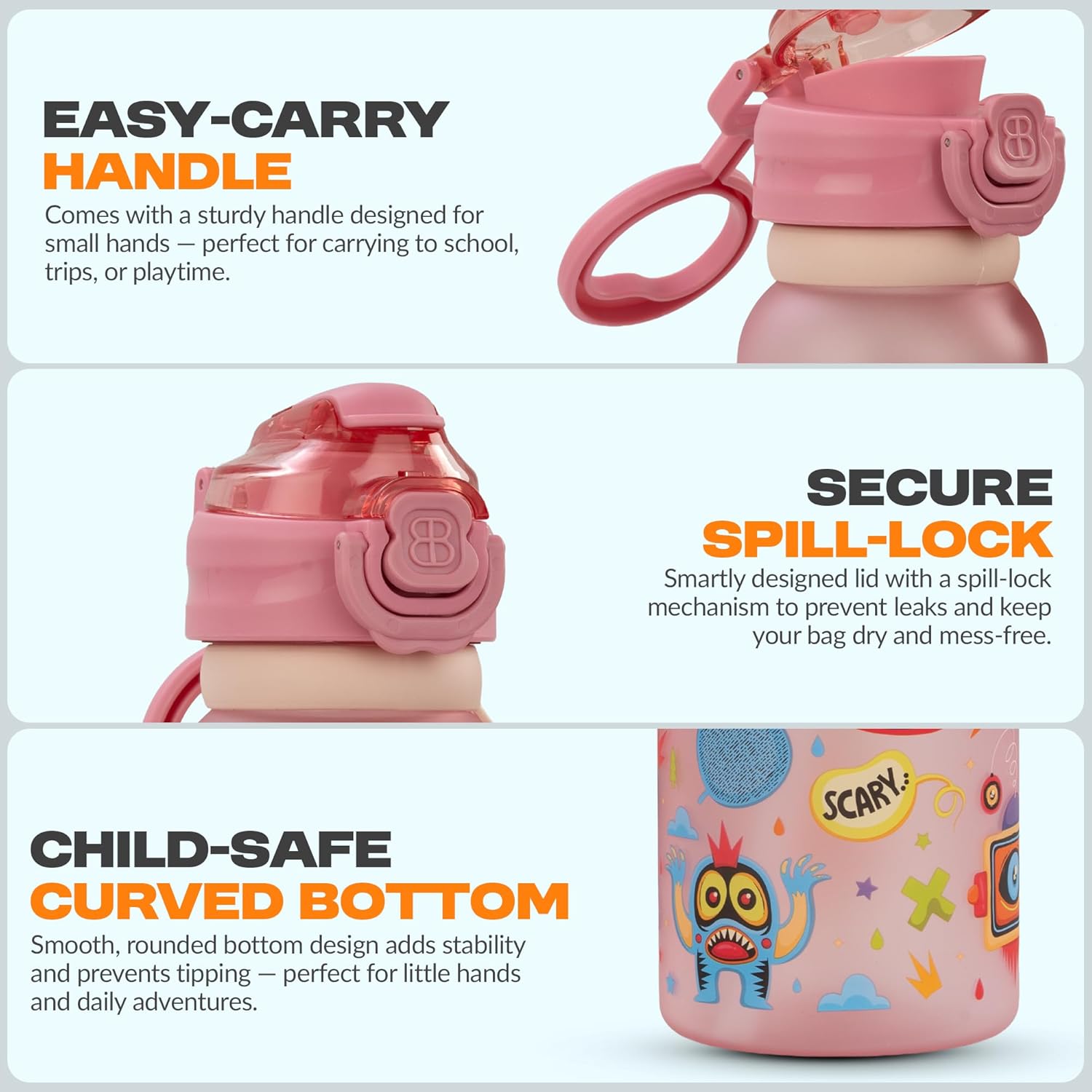 Baybee 2 in 1 Baby Sipper Bottle for Kids, Anti-Spill Sippy Water Bottle- BPA Free |Sippy Baby Bottle Sippers 900ml | Sipper Water Bottle for Kids, Babies Infants & Toddlers 6 Months to 9 Years (Pink)