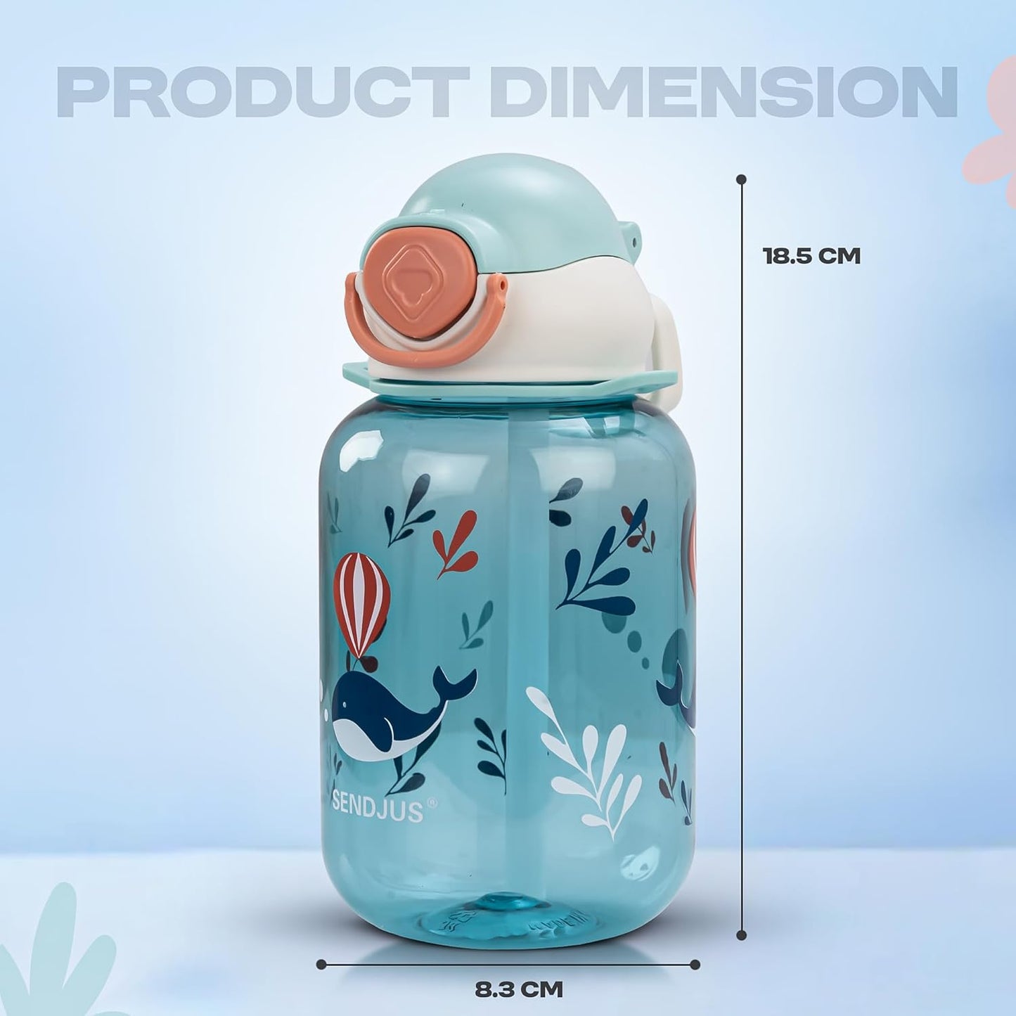 Baybee Univio Baby Sipper Bottle for Kids | Drinking Water Bottle for School Kids with Soft Silicone Straw & Adjustable Strap | Leak Proof BPA-Free 750ml Sippy Water Bottle for Kids,Boys Girls (Green)