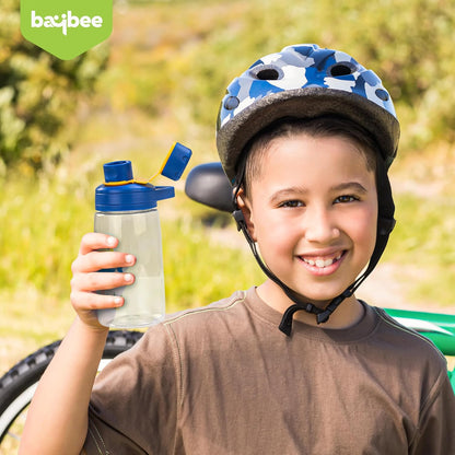 BAYBEE Joy Baby Sipper Water Bottle for Kids | Spill-Proof & BPA Free Safe Sippy Water Bottle 480ml for Kids 6+ Months | Drinking Training Sipper Bottle for School Kids & Toddlers, Boys Girls (Blue)