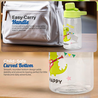 BAYBEE Joy Baby Sipper Water Bottle for Kids | Spill-Proof & BPA Free Safe Sippy Water Bottle 480ml for Kids 6+ Months | Drinking Training Sipper Bottle for School Kids & Toddlers, Boys Girls (Green)