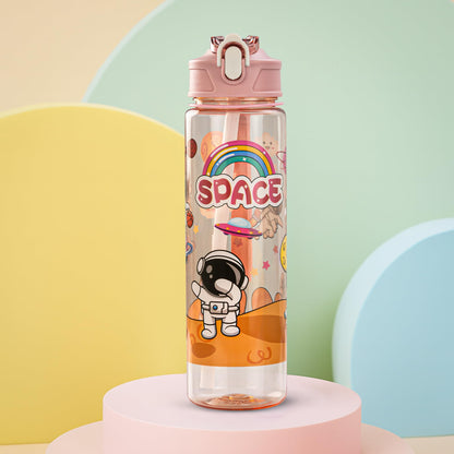 BAYBEE Galaxy Kids Water Bottle 800ml | Leak-Proof Baby Sipper Bottle with Flip Lock Lid & Silicone Straw | BPA-Free School Water Bottle for Boys & Girls, Drinking Training Sipper Bottle Kids (Pink)
