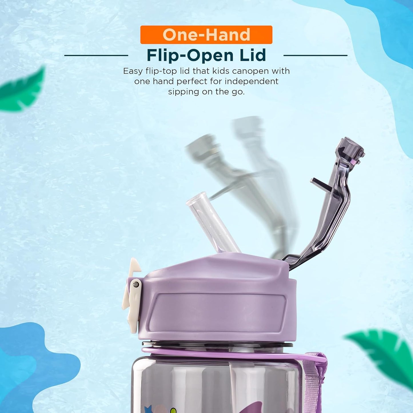 Baybee Galaxy Kids Water Bottle 800ml | Leak-Proof Baby Sipper Bottle with Flip Lock Lid & Silicone Straw | BPA-Free School Water Bottle for Boys & Girls, Drinking Training Sipper Bottle Kids (Purple)