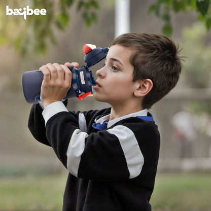 Baybee 2 in 1 Ultraman Baby Sipper Water Bottle with Straw for Kids | BPA- Free 500ml Stainless Steel Sipper Water Bottle with Carry Pouch & Adjustable Strap | Leak Proof Drinking Sippy Bottle for Babies & Toddlers (Blue)