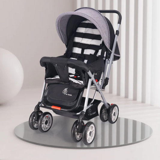 R For Rabbit Lollipop Lite Stroller - Travel Friendly, Easy To Fold, Reversible Handle, Wheel Lock, Adjustable Leg Rest, Black Stripes