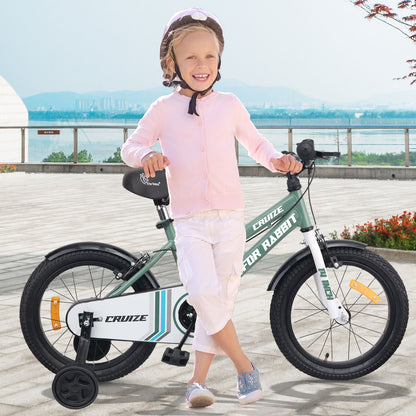 R for Rabbit Cruize Bicycle For Kids 14 Inch With 90% Plug N Play Installation Olive Green