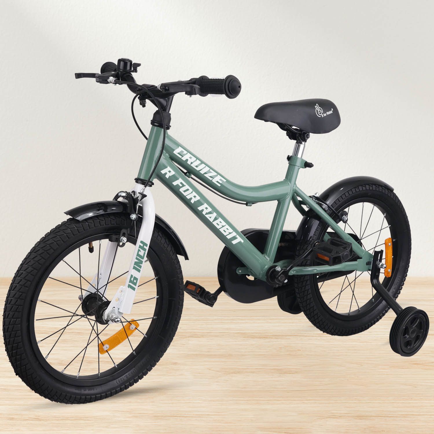 R for Rabbit Cruize Bicycle For Kids 16 Inch 90% Plug N Play Installation Olive Green