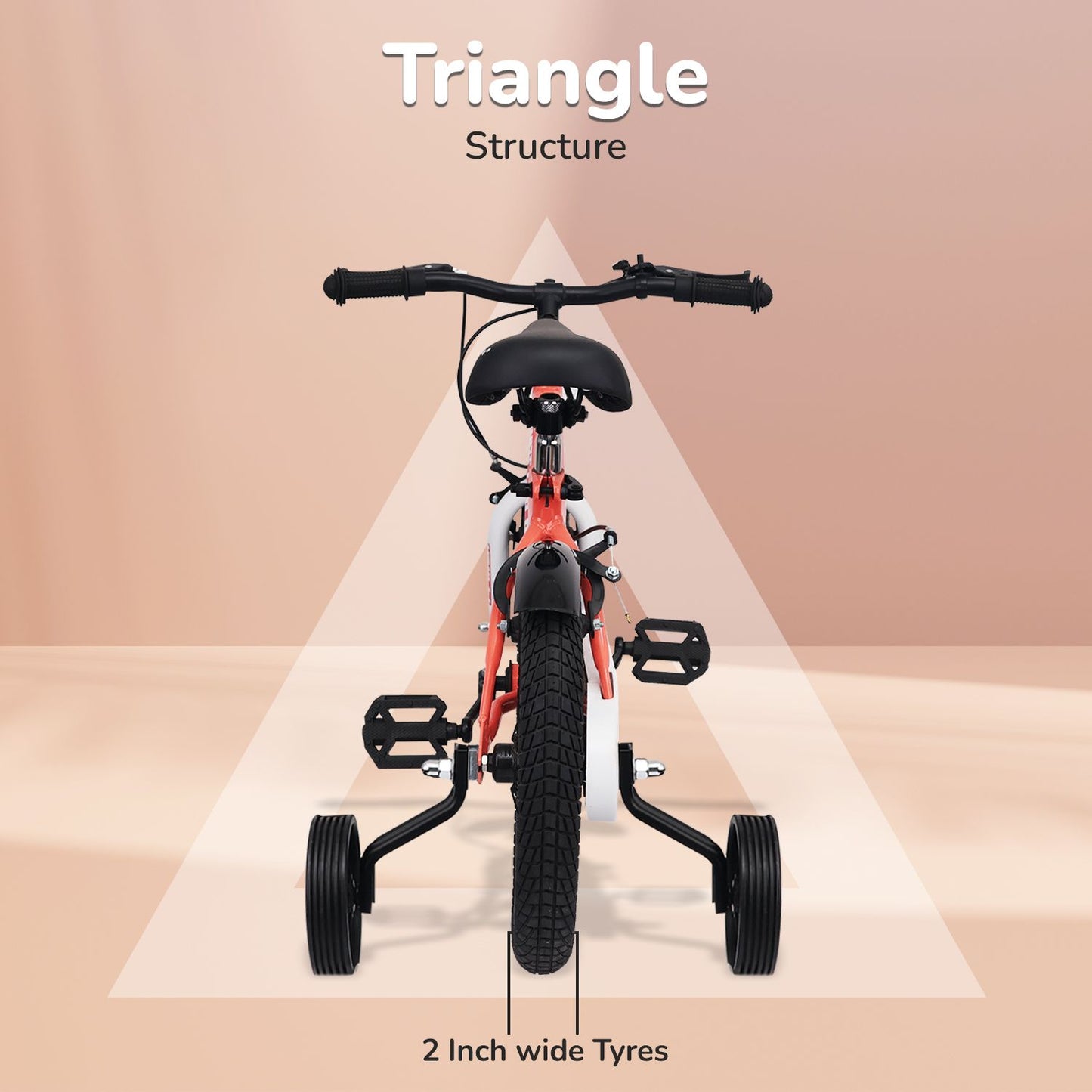 R for Rabbit Cruize Bicycle For Kids 14 Inch With 90% Plug N Play Installation Peach