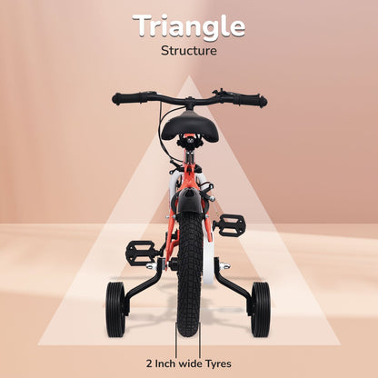 R for Rabbit Cruize Bicycle For Kids 14 Inch With 90% Plug N Play Installation Peach