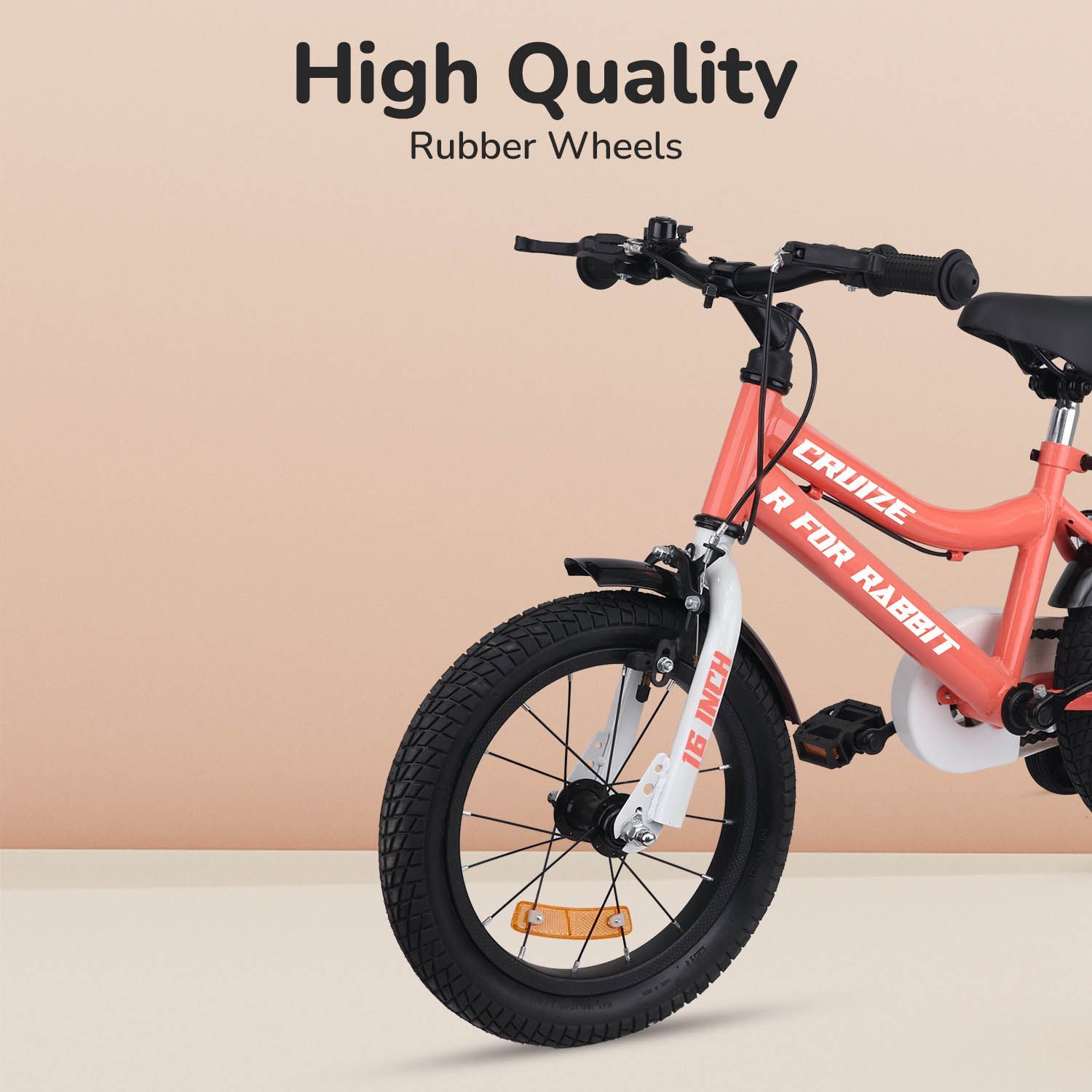 R for Rabbit Cruize Bicycle For Kids 16 Inch 90% Plug N Play Installation Peach