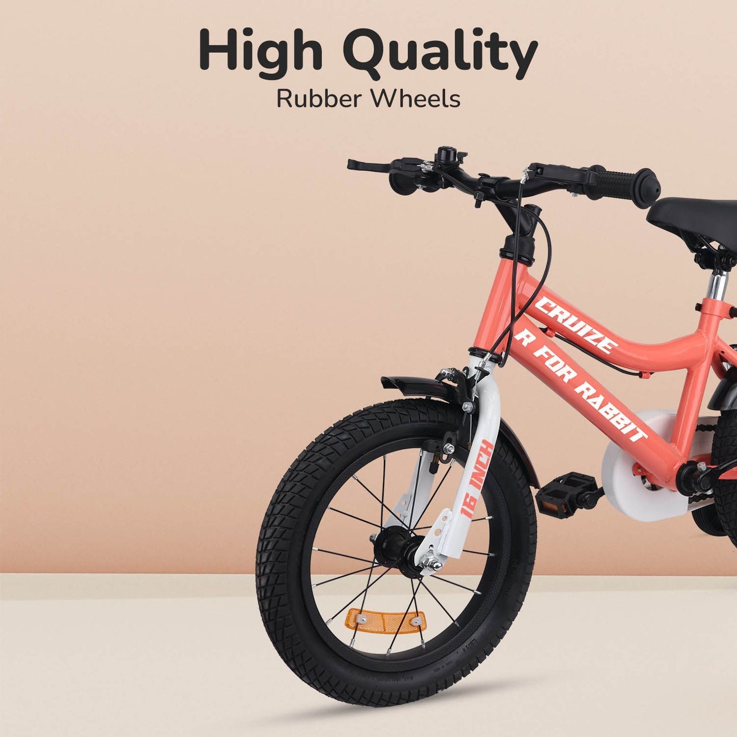 R for Rabbit Cruize Bicycle For Kids 16 Inch 90% Plug N Play Installation Peach