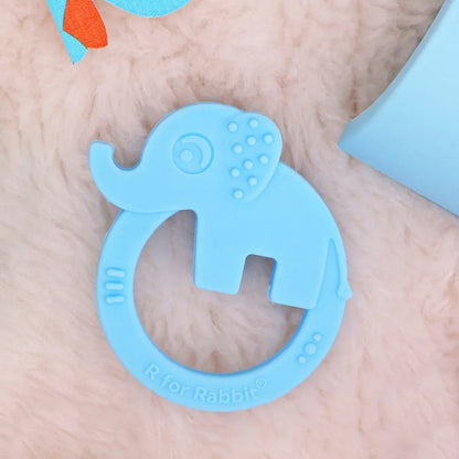 R For Rabbit Tiny Bites Zoobie Baby Silicone Teethers Pack of 1 Crocodile, Rabbit, and Elephant, Blue