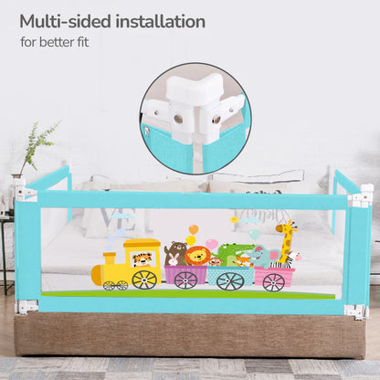 R for Rabbit Safari Bed Rail for Baby Easy Install, Anti-Fall Safeguard for Toddler Safety, Blue