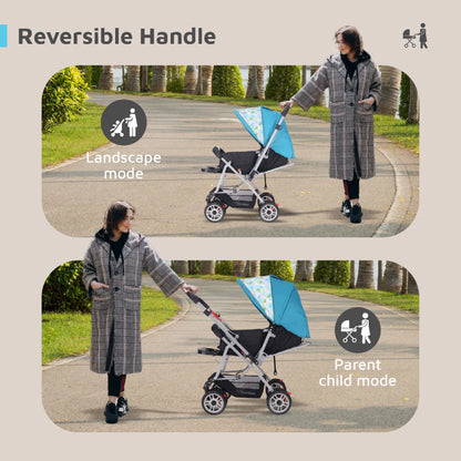 R For Rabbit Lollipop Lite Stroller - Travel Friendly, Easy To Fold, Reversible Handle, Wheel Lock, Adjustable Leg Rest, Blue Abstract
