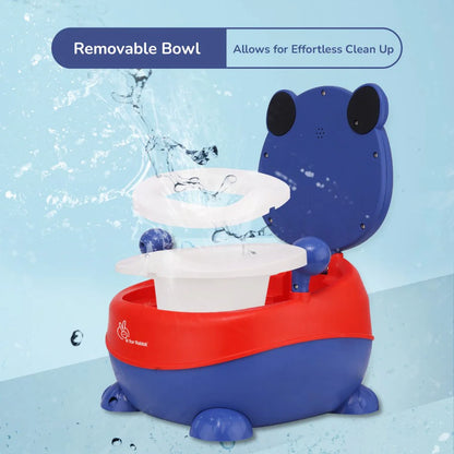 R for Rabbit Panda Potty Training Seat for Baby Ergonomic Backrest with Sturdy Grip Handle for New Born Babies/Infant/Kids Weight Up to 25Kg 6 to 48 Months (Blue Red)