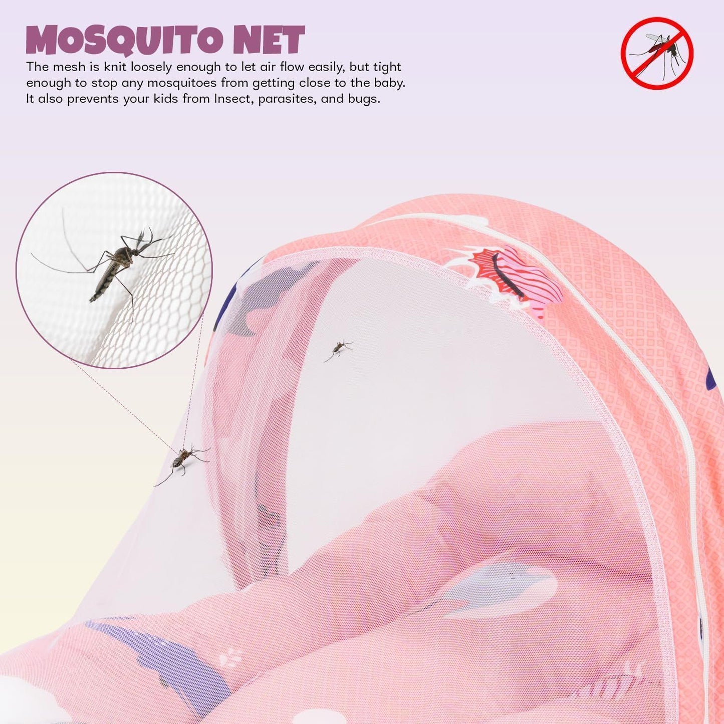 Baybee Cotton Baby Bedding Set For New Born Baby,Bed Mattress With Mosquito Net&Neck Throw Pillow,Sleeping Nest Travel Bed For Baby,Bed Set Gifts For Baby Boy Girl 0-6 Months (Orange),100 TC