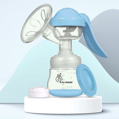 R for Rabbit First Feed Cozy Manual Feeding Breast Pump With 2 Suction Level Adjustment Blue