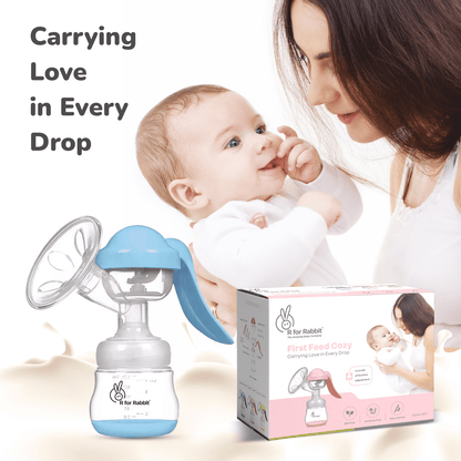 R for Rabbit First Feed Cozy Manual Feeding Breast Pump With 2 Suction Level Adjustment Blue