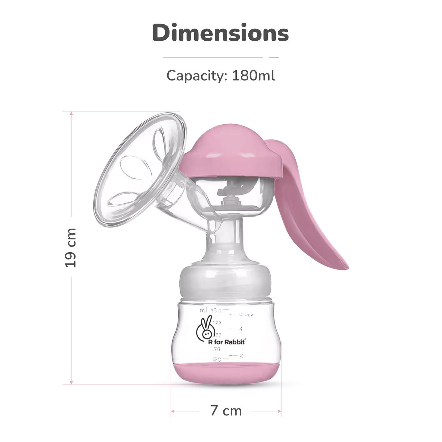 R for Rabbit First Feed Cozy Manual Feeding Breast Pump With 2 Suction Level Adjustment Pink