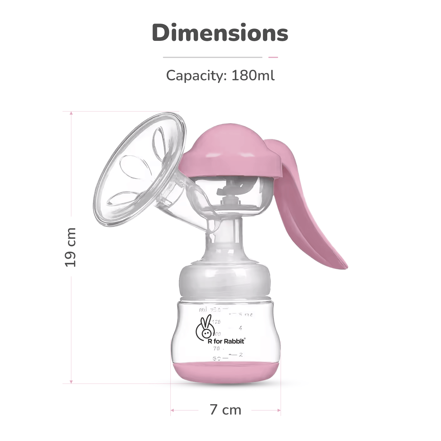 R for Rabbit First Feed Cozy Manual Feeding Breast Pump With 2 Suction Level Adjustment Pink
