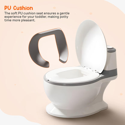Baybee Lasso Western Toilet Potty Seat For Kids -  Baby Potty Training Seat Chair With Anti Slip Base -  Splash Guard -  Music & Cushion Seat | Kids Toilet Seat (Grey)