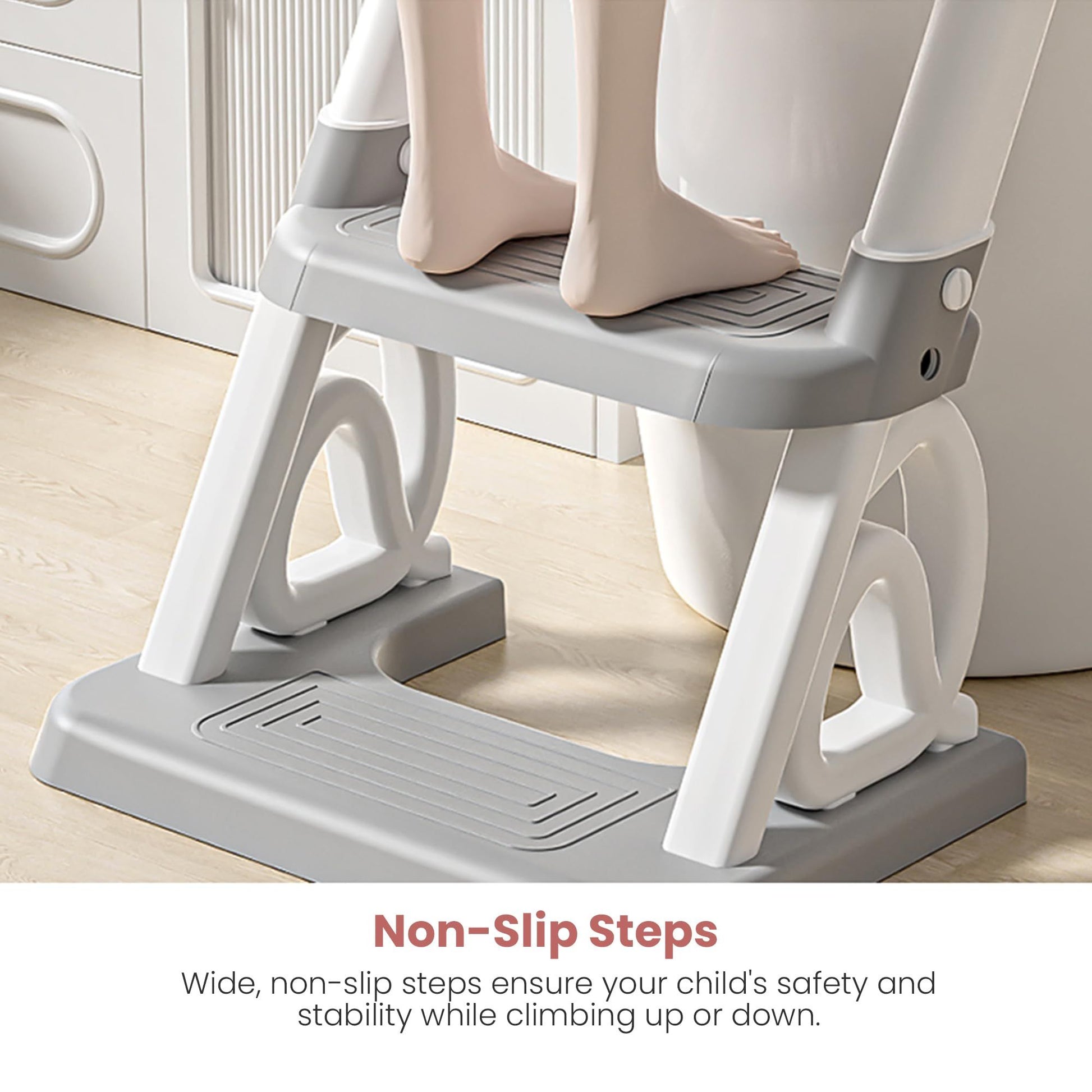 Baybee Crown Western Toilet Potty Seat for Kids -  Baby Potty Training Seat Chair with Ladder -  Adjustable Step Height -  Cushion Seat -  Toddler Potty Seat for Toilet (Grey)