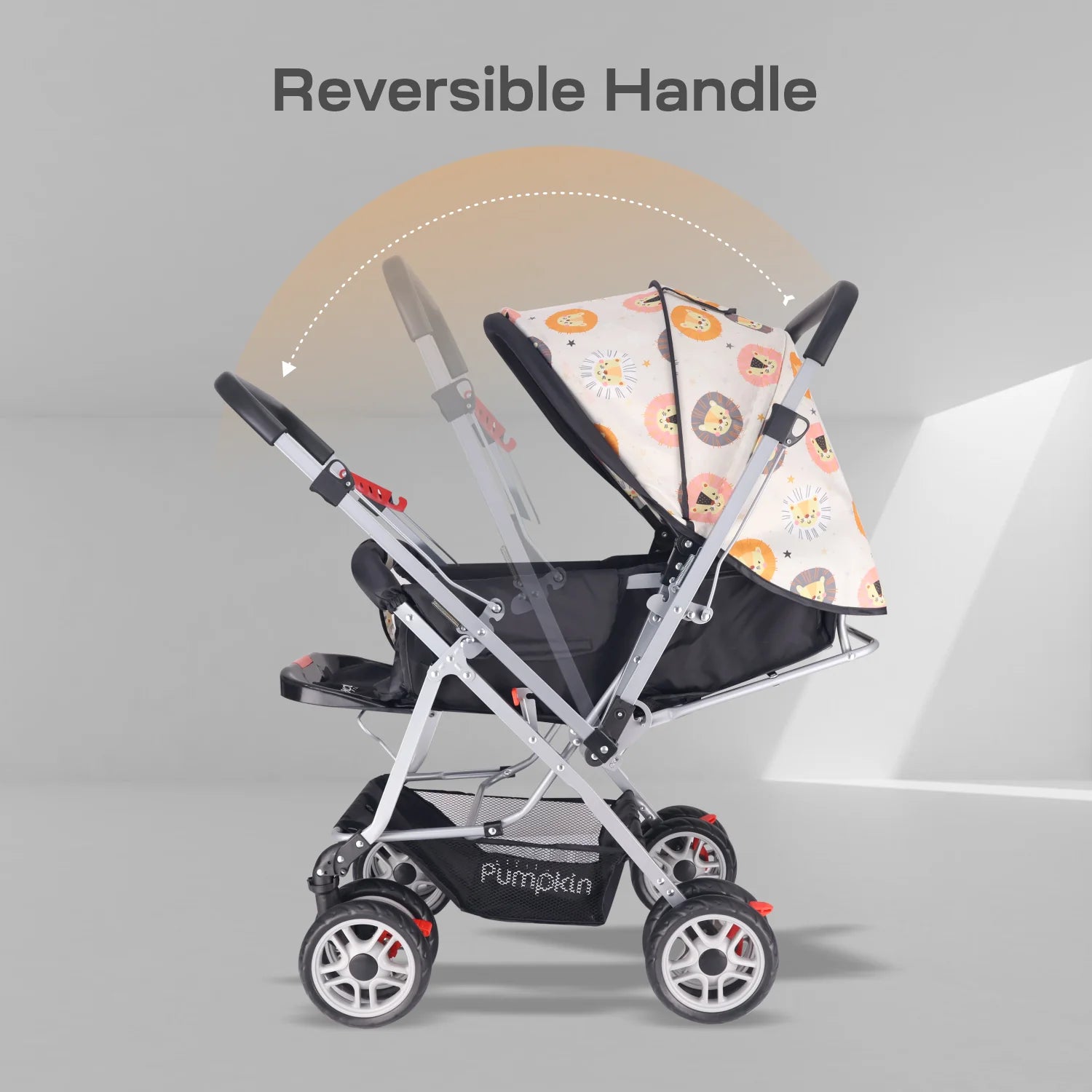 R for Rabbit Kiddie Kingdom Stroller - 3 Position Recline, Easy Fold, Reversible Handle, Rear Wheel Brakes Black Safari